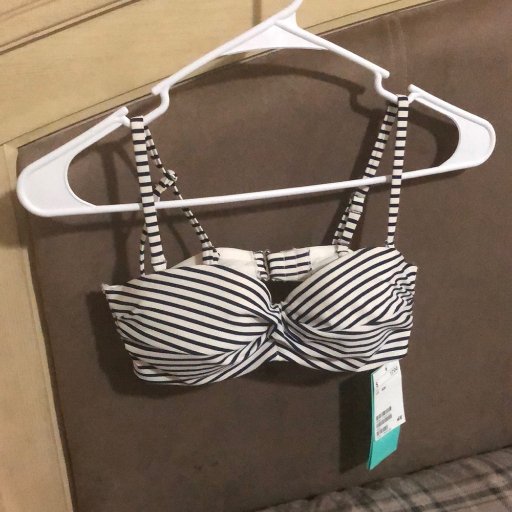 Navy & White Stripe Bikini Top
